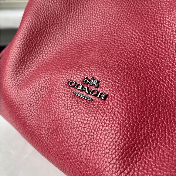 Coach Dark Pink Edie Shoulder Bag w/ Light Pink Interior - Picture 8 of 16